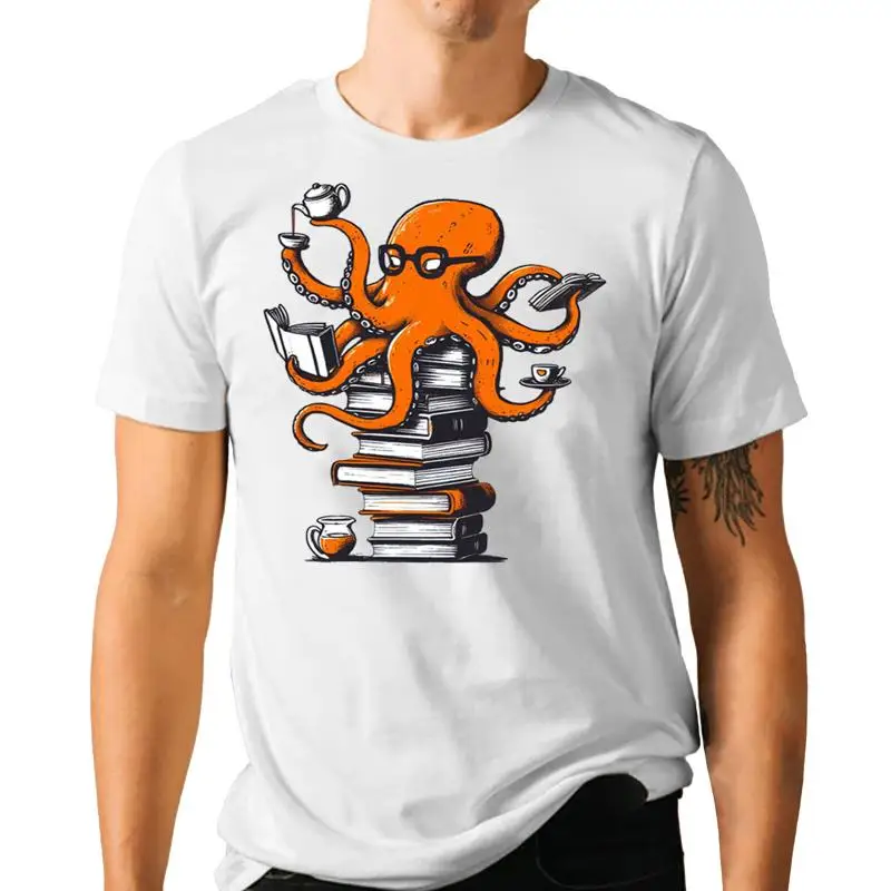Coffee Tea Knits - Reading Octopus T Shirt Coffee Tea