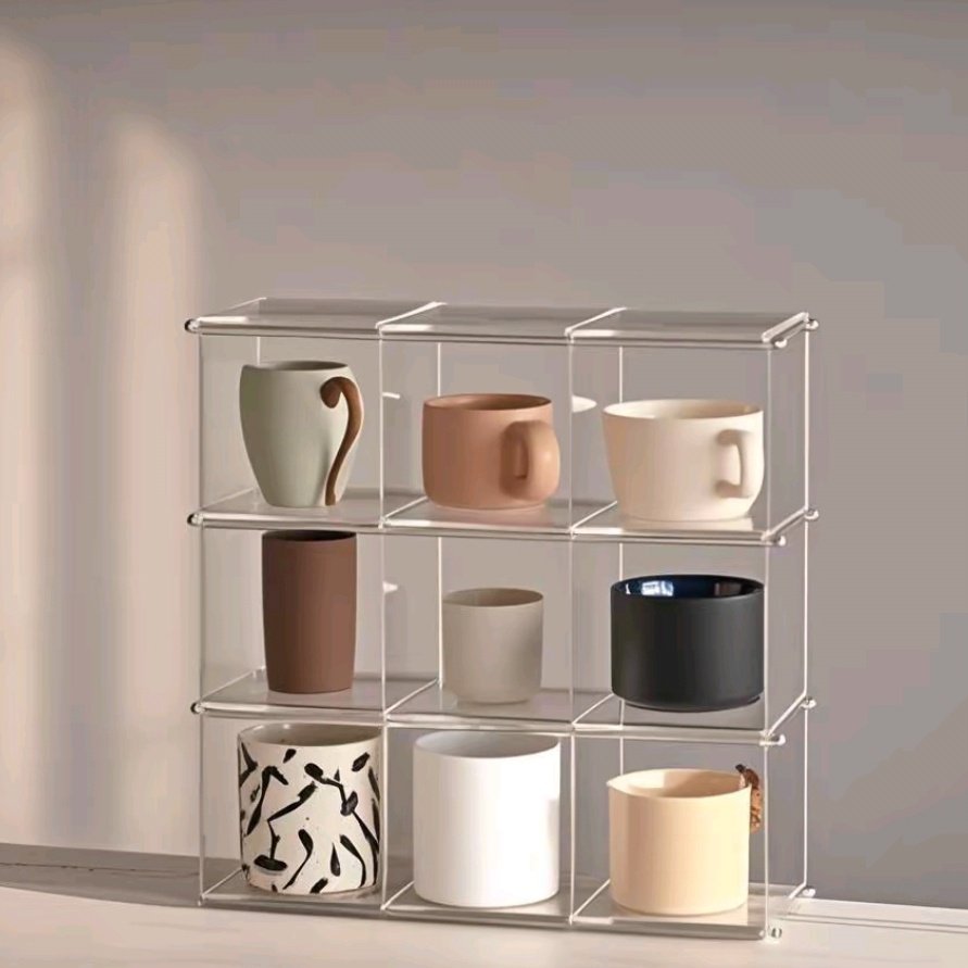 Coffee Tea Display - Acrylic Display Shelf Cups Storage Rack