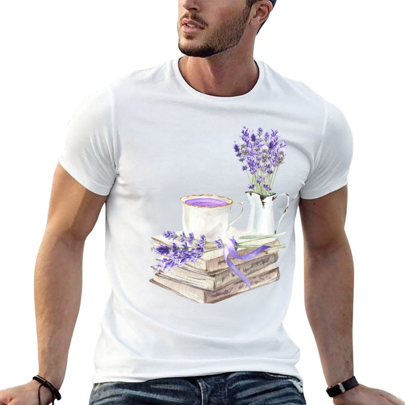 Coffee Tea Knits - Book and Lavender with Cup of