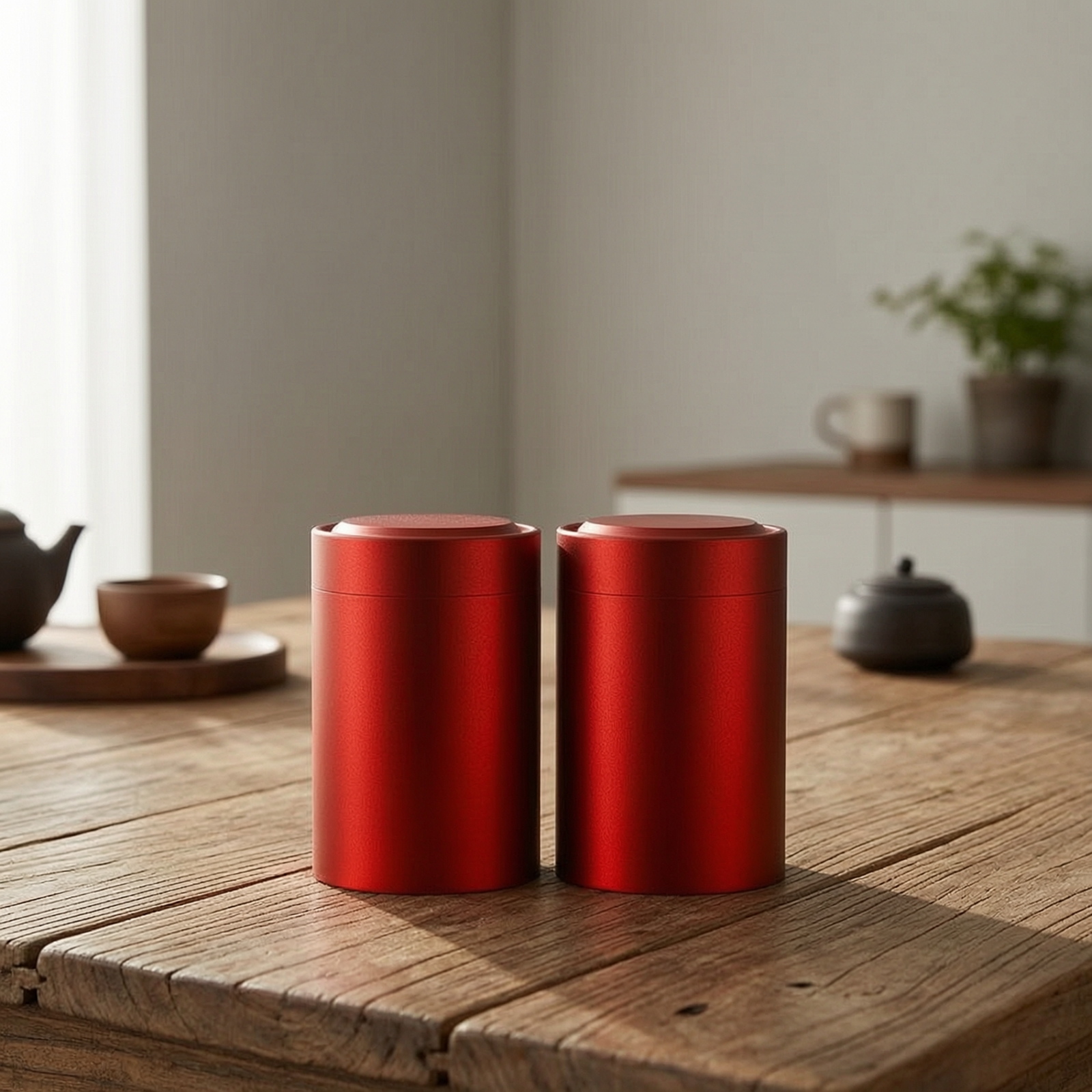 Coffee Tea Beans - 2 Pieces Aluminum Jar with Screw