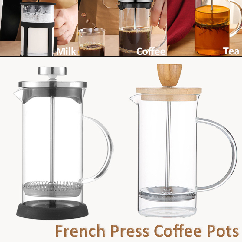 French Press Glass - 350-1000ml French Press Coffee Pot Stainless