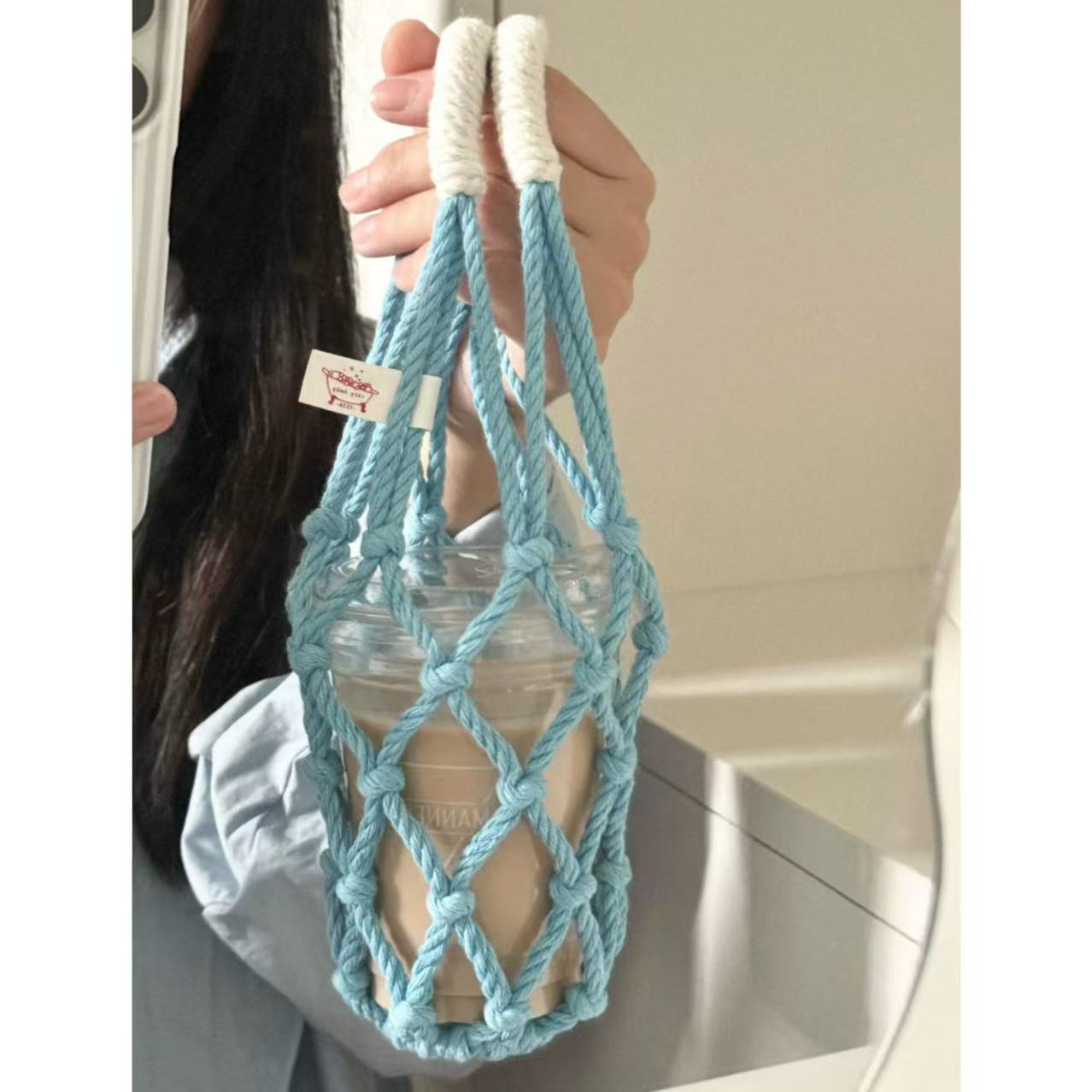 Coffee Tea Knits - 2PCS Handmade Macrame Cup Holder Bag