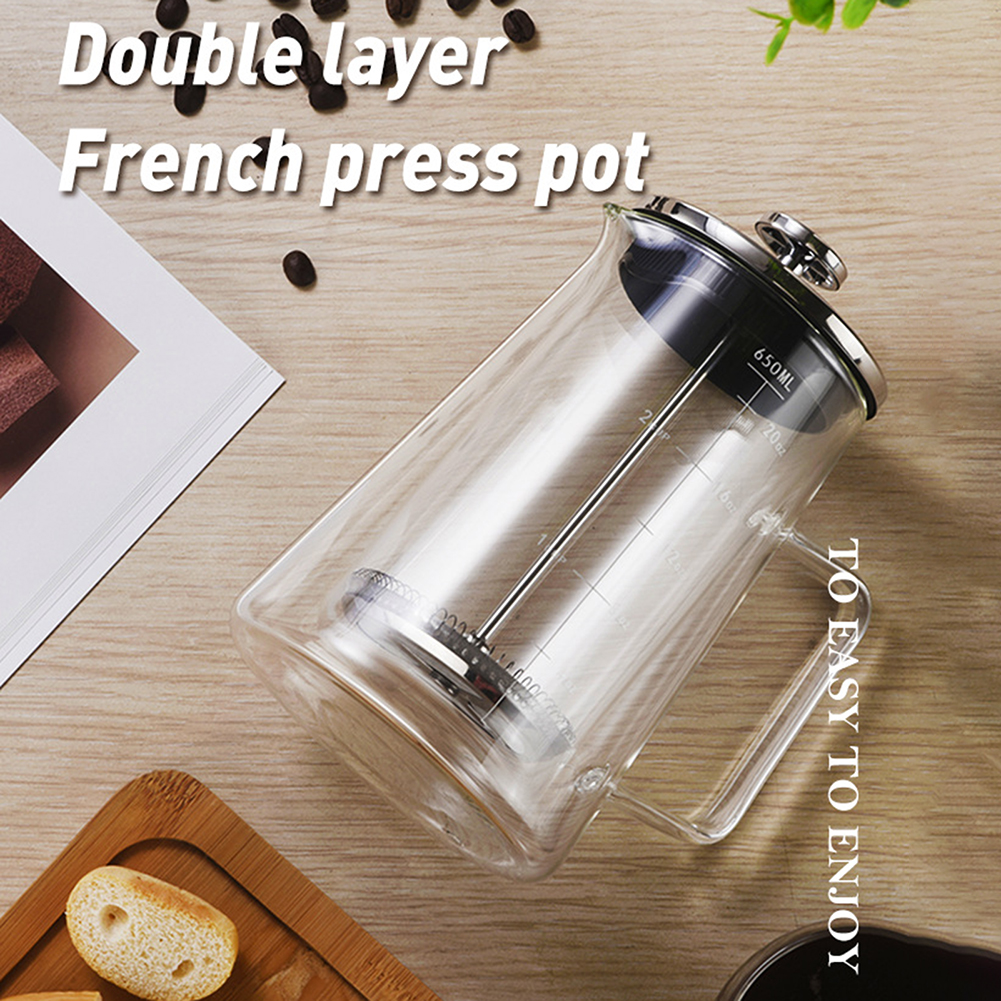 Coffee And Tea Glass - Double Layers French Press Pot High