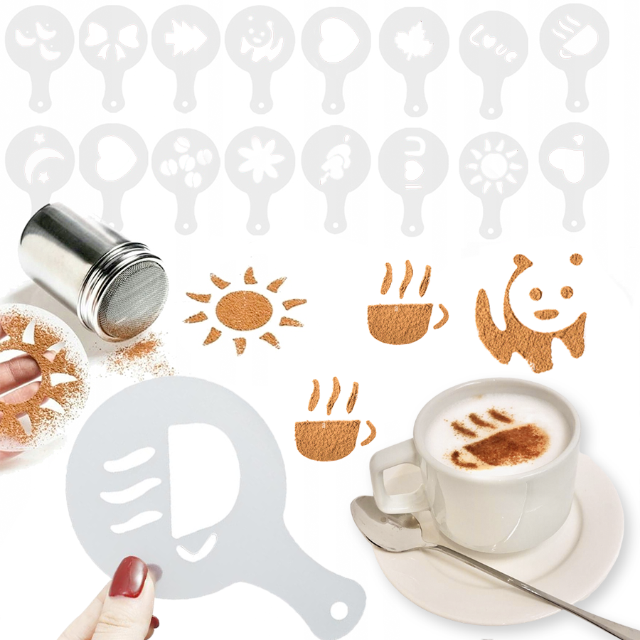 Coffee Stencil Art - 16pcs Coffee Latte Art Stencil Hollow-out