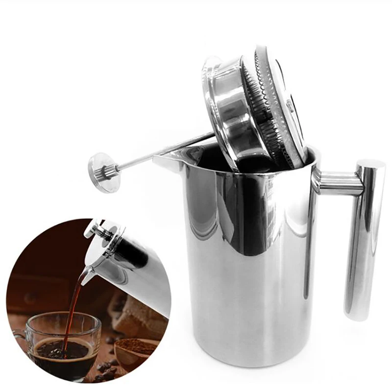 French Press Glass - Double Walled Insulated Coffee Pot Filter