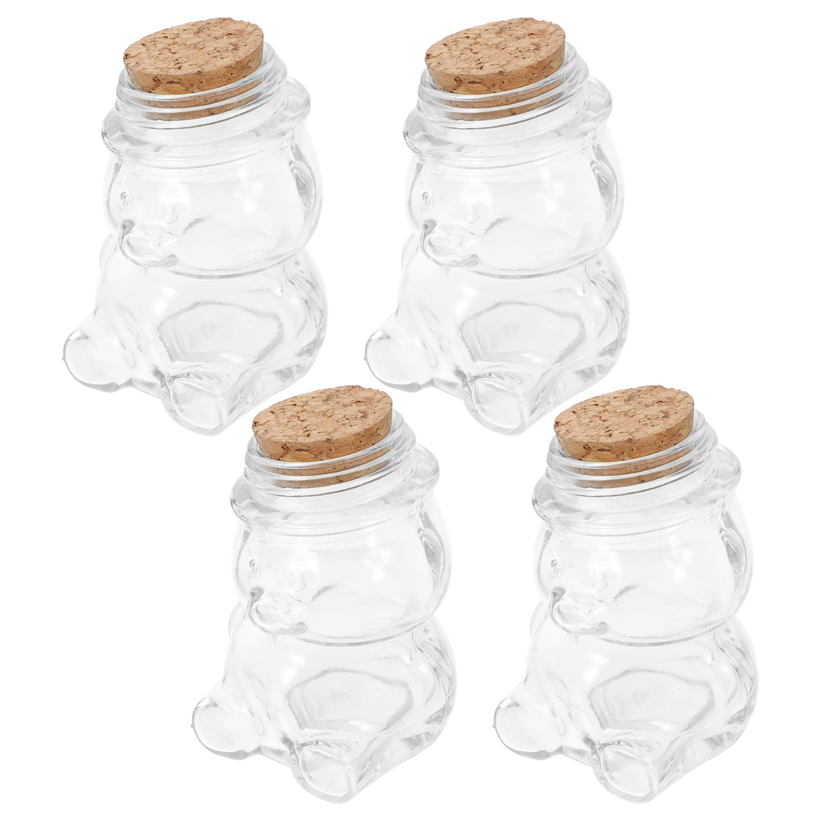 Coffee And Tea Glass - 4Pcs Glass Candy Jar Set Transparent
