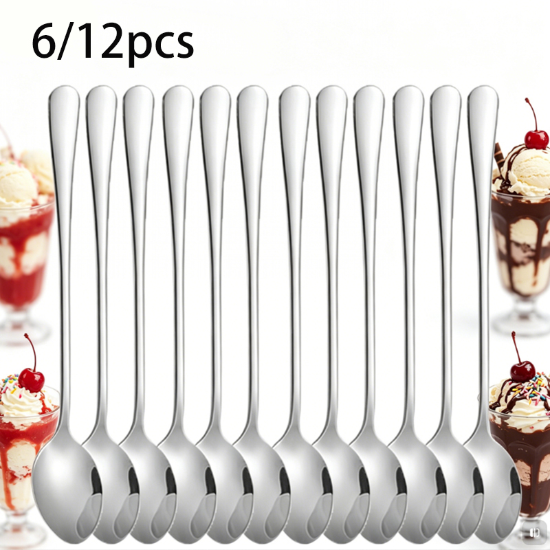 Coffee Tea Boba - 6/12pc1010 stainless steel ice cream spoon,