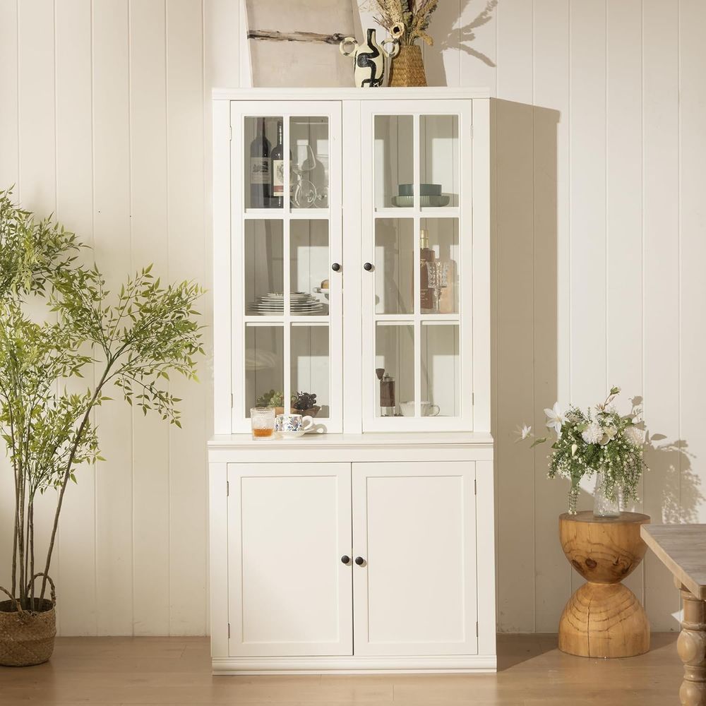 Coffee & Tea - Pastry Góc Xanh - 75 Tall White Glass Door Kitchen
