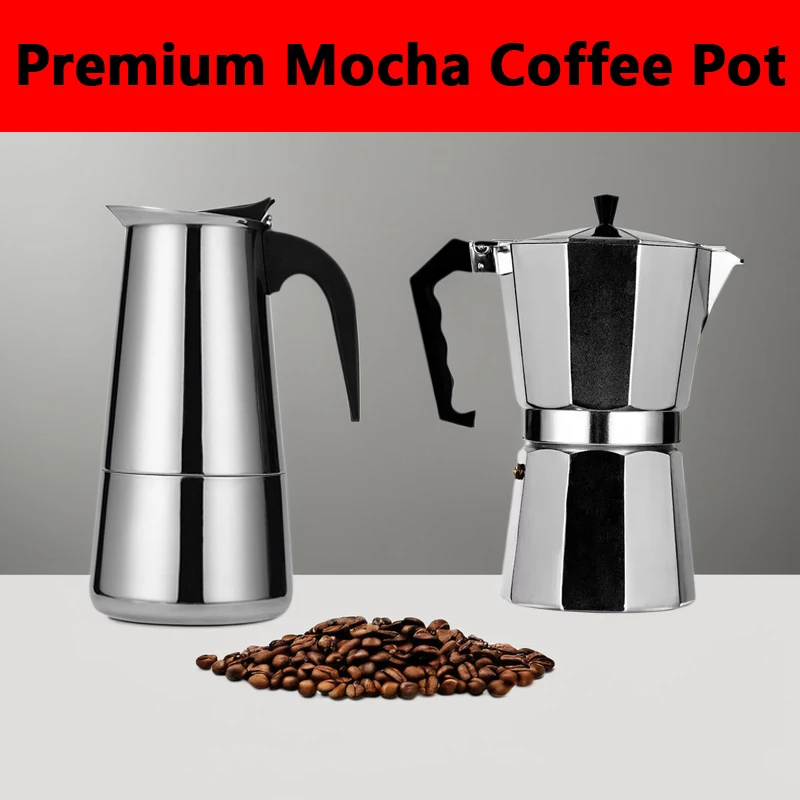 Moka Pot Stove - Coffee Maker Moka Pot 50ml-600ml Stainless