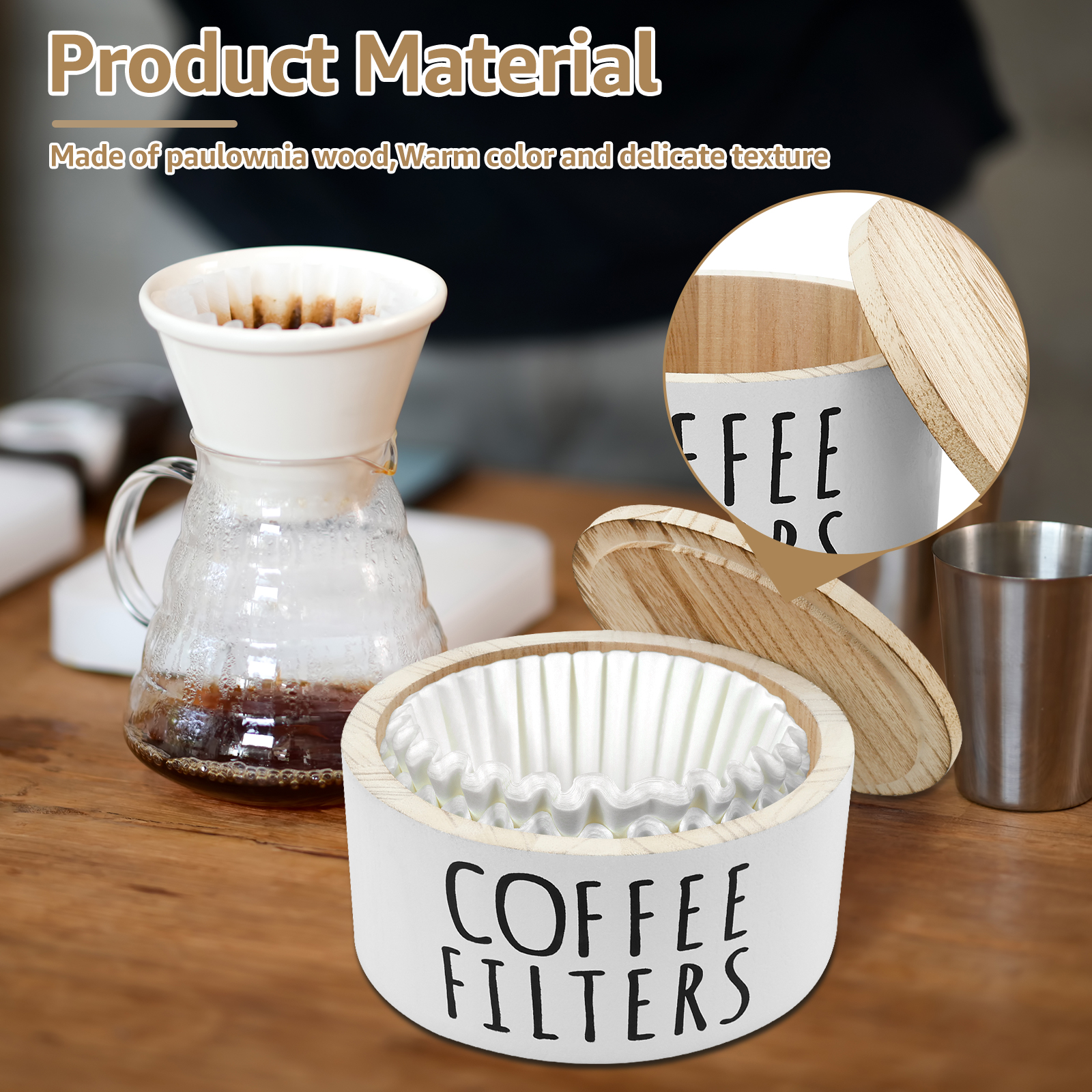 Coffee Filter Holder with Lid  - Coffee Tea Sugar Canister Set review and price