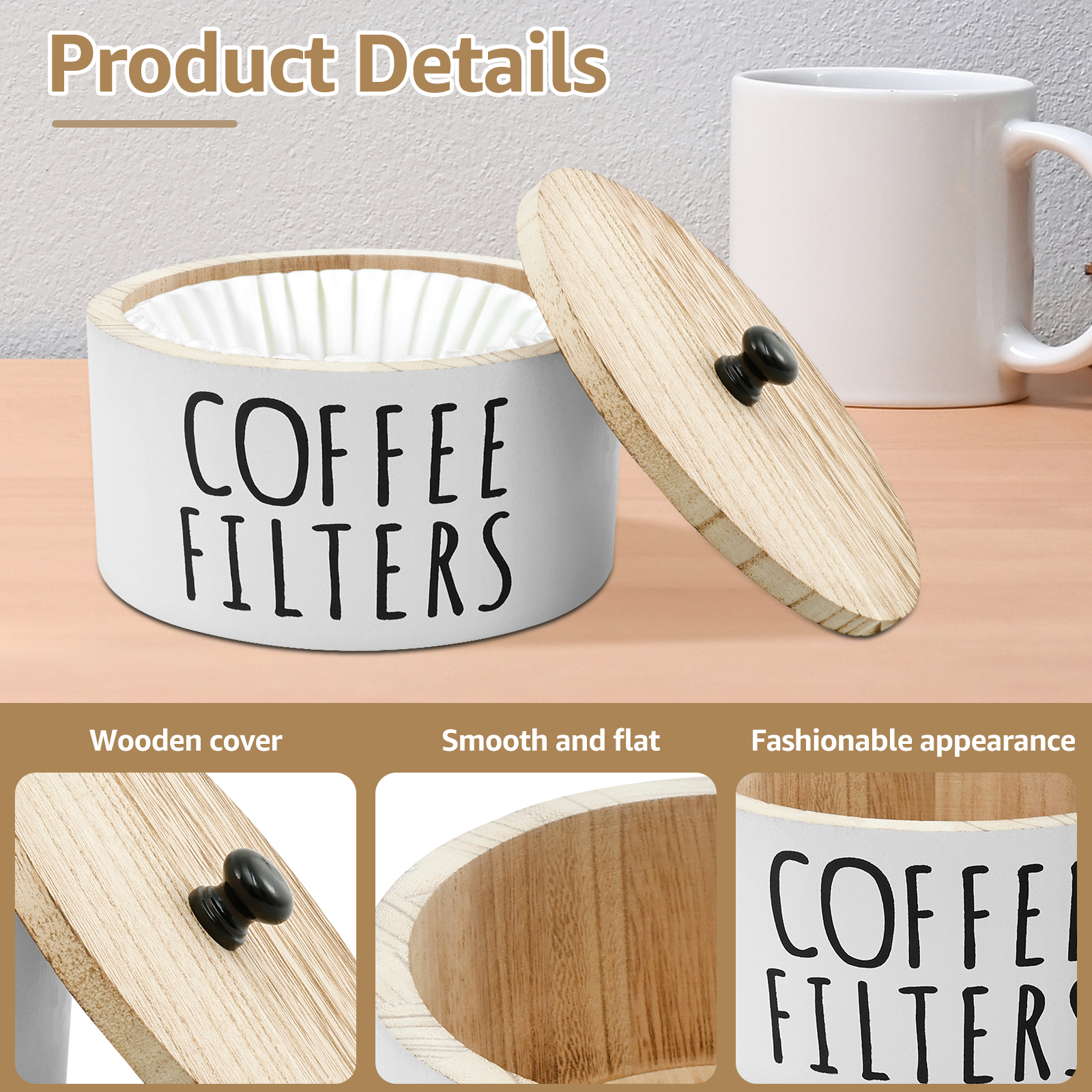 Coffee Filter Holder with Lid  - Coffee Tea Sugar Canister Set review and price