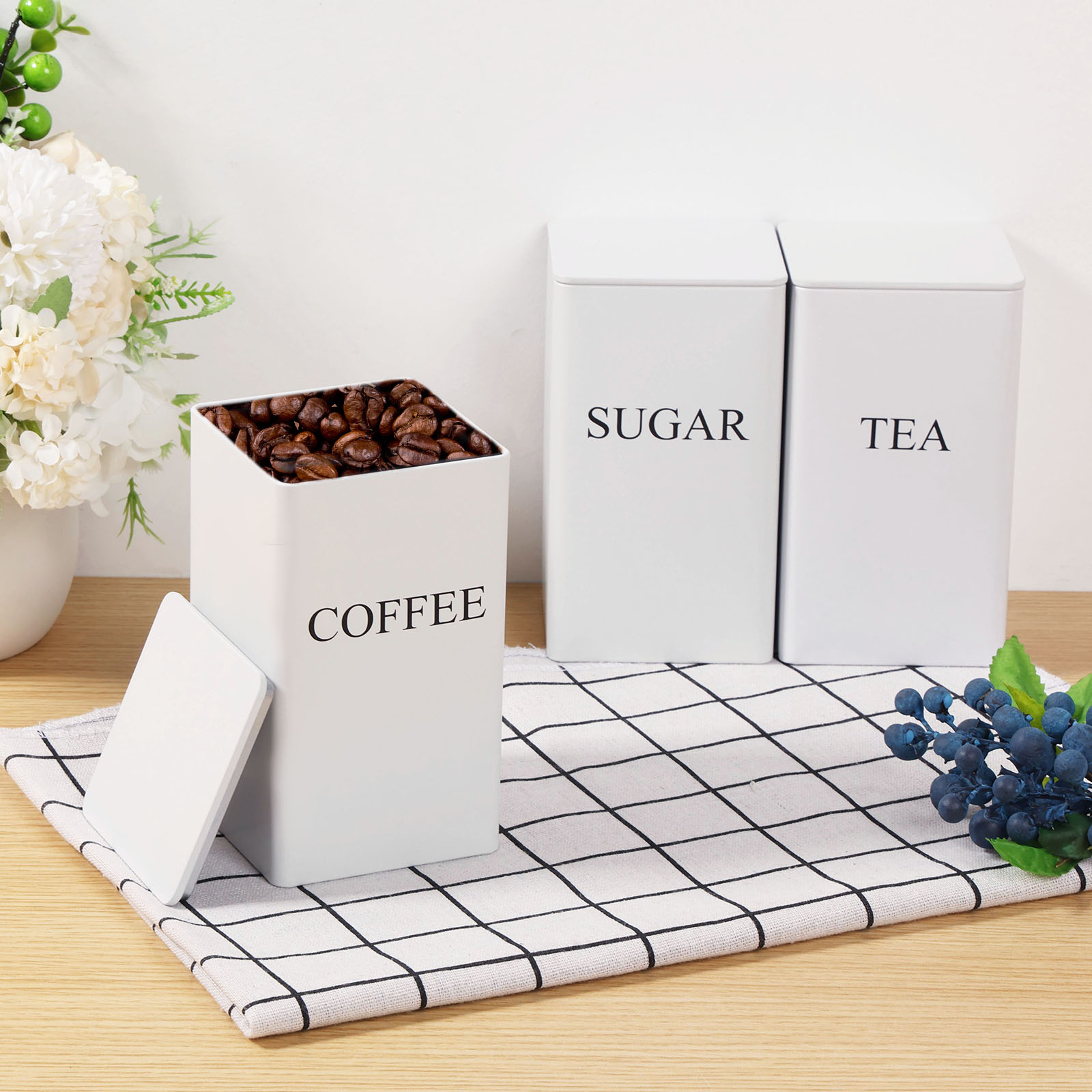3Pcs Coffee Bean Storage Canis - Coffee Tea Sugar Canister Set review and price