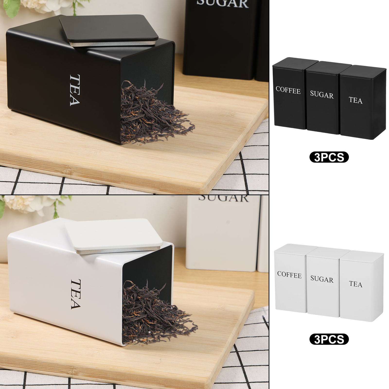 3Pcs Coffee Bean Storage Canis - Coffee Tea Sugar Canister Set review and price
