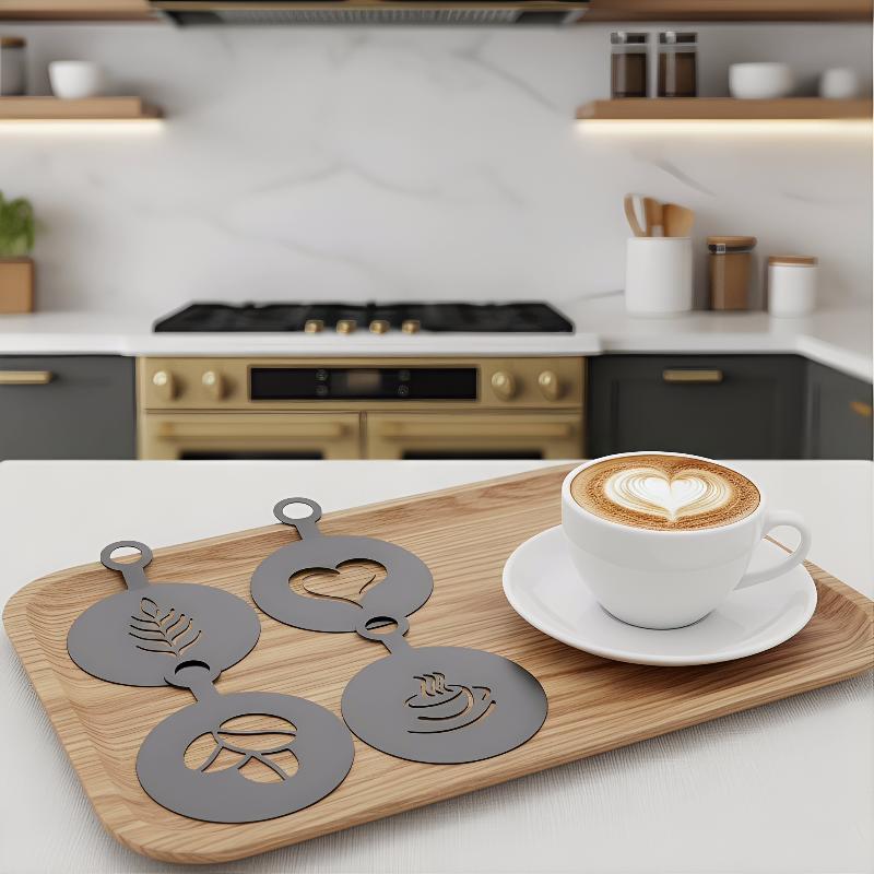 4Pcs Stainless Steel Coffee St - Coffee Stencil Art review and price