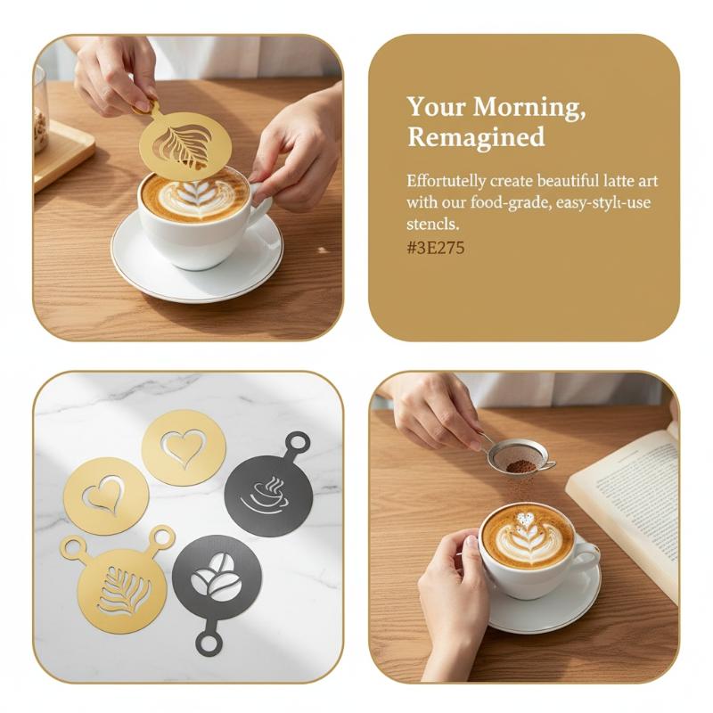 4Pcs Stainless Steel Coffee St - Coffee Stencil Art review and price