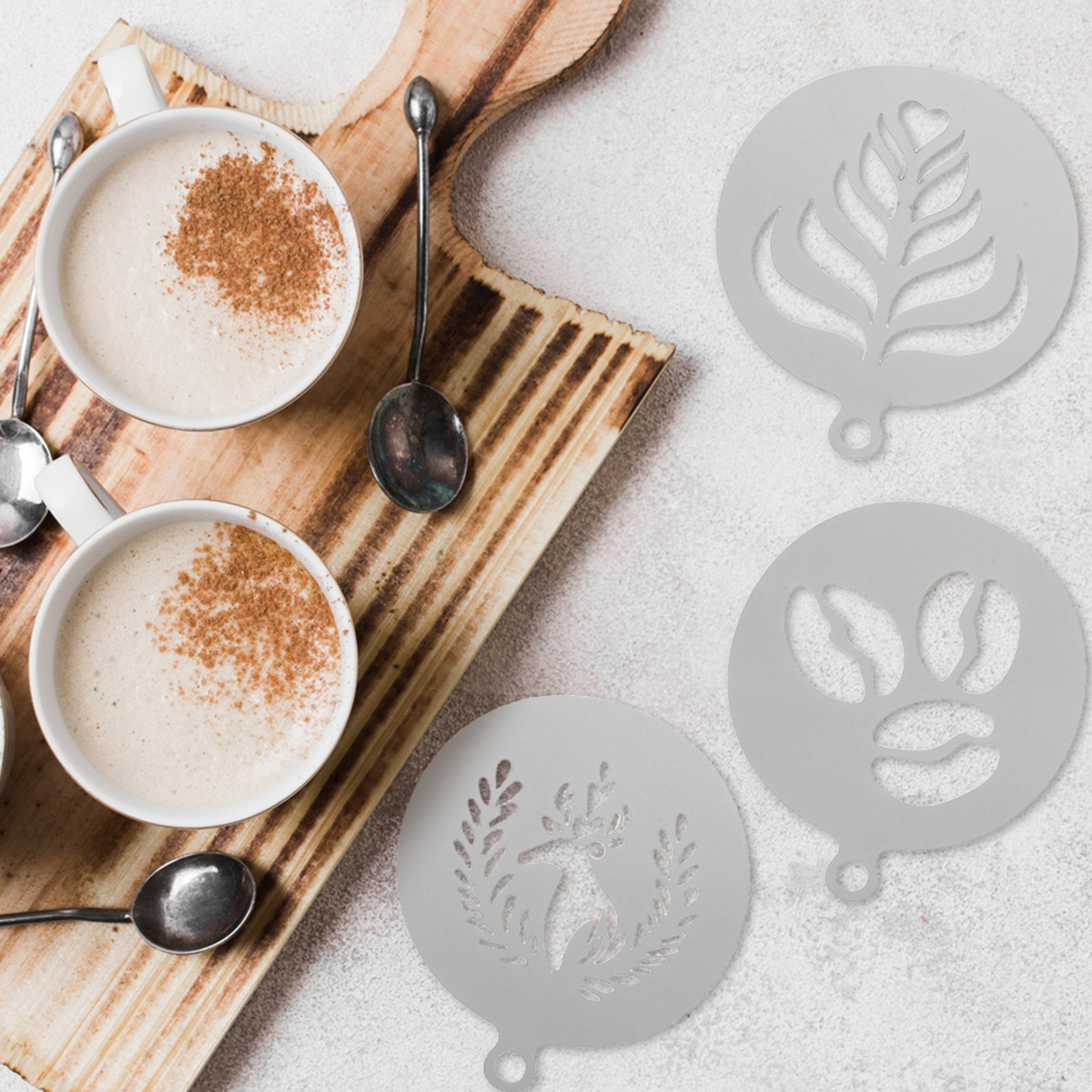 4Pcs Premium Stainless Steel C - Coffee Stencil Art review and price