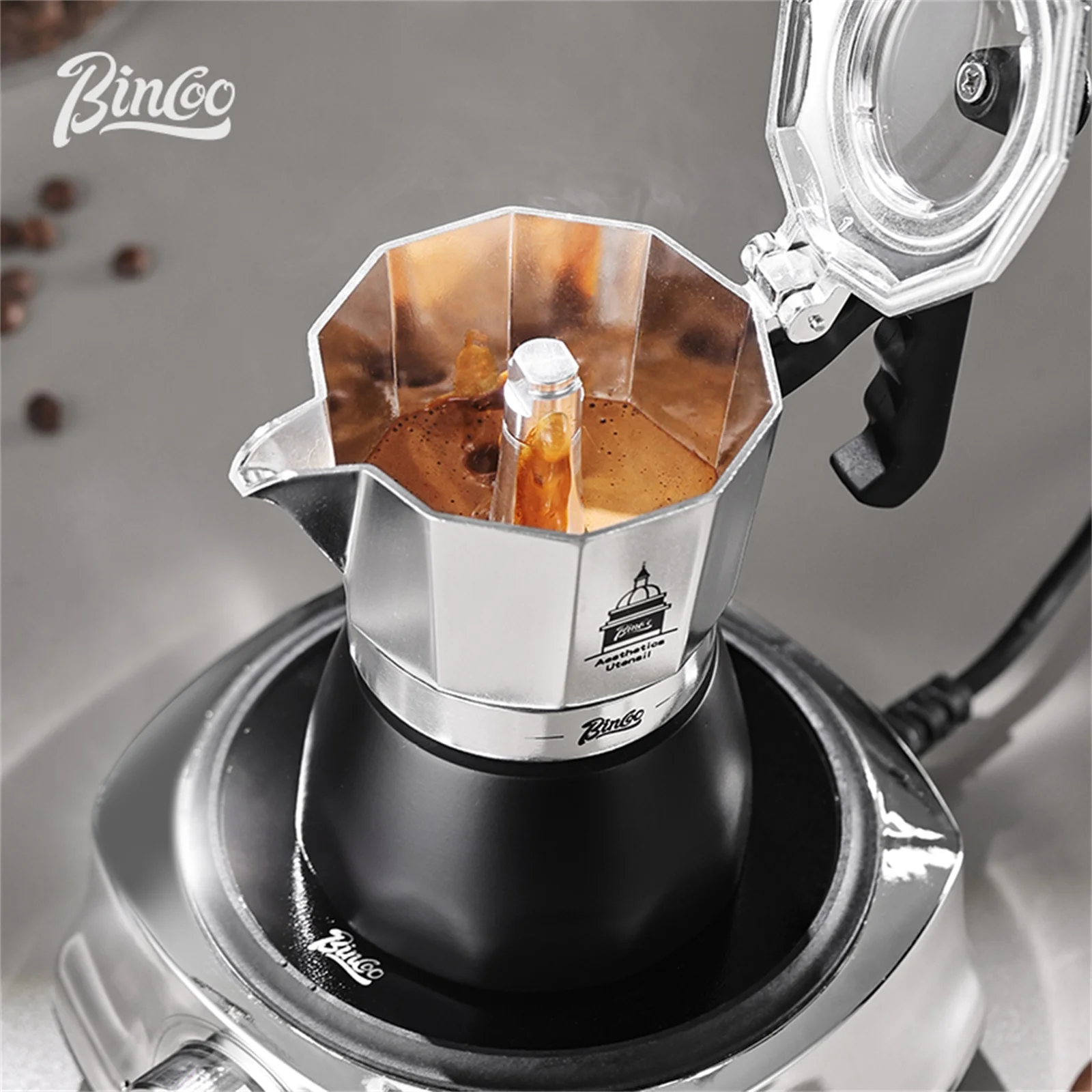 BINCOO Double Valve Moka Pot，E - Coffee Tea Chocolate review and price