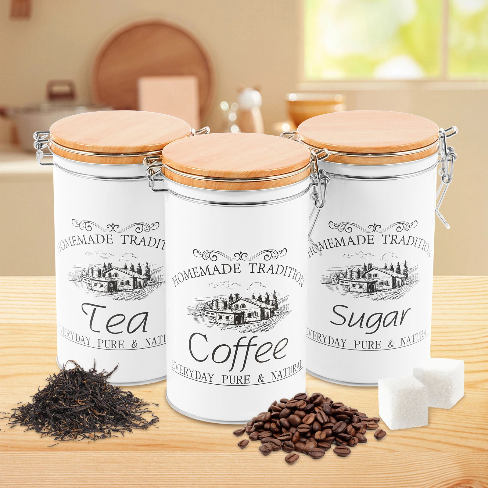 3Pcs/Set Tea Coffee Sugar Cani - Coffee Tea Sugar Canister Set review and price