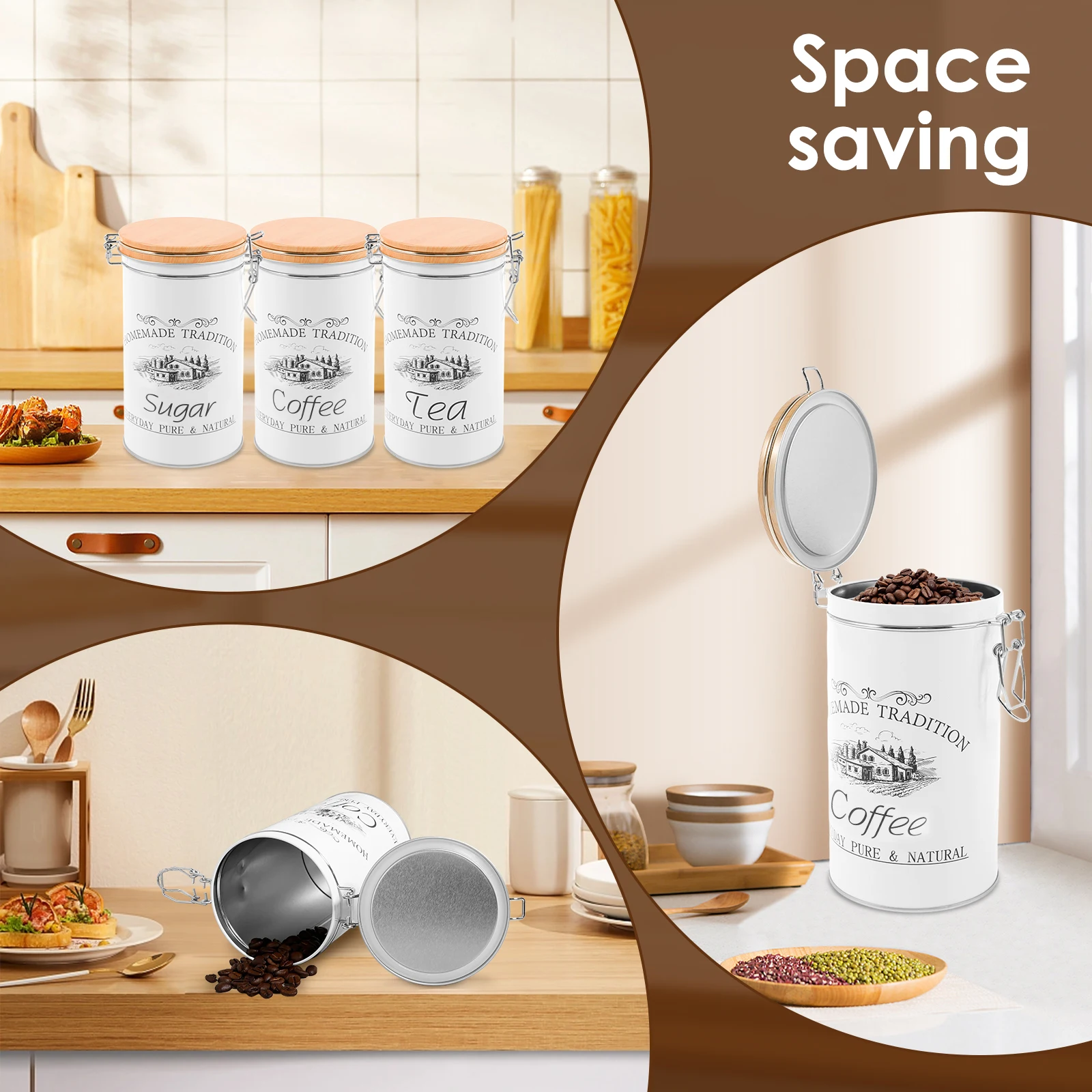 3Pcs/Set Tea Coffee Sugar Cani - Coffee Tea Sugar Canister Set review and price
