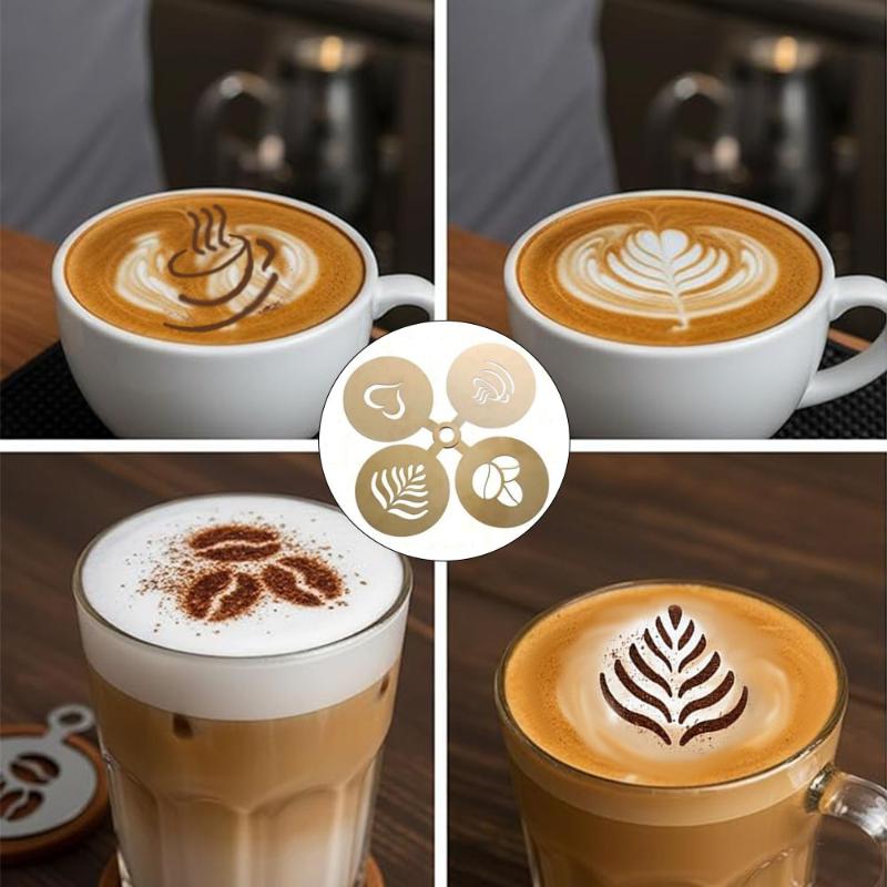 4Pcs/Set Stainless Steel Coffe - Coffee Stencil Art review and price