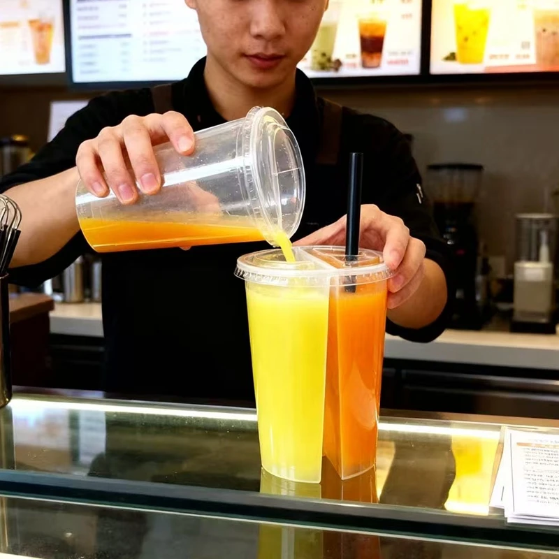 2-in-1 Disposable Plastic Cups - Coffee Tea Boba review and price