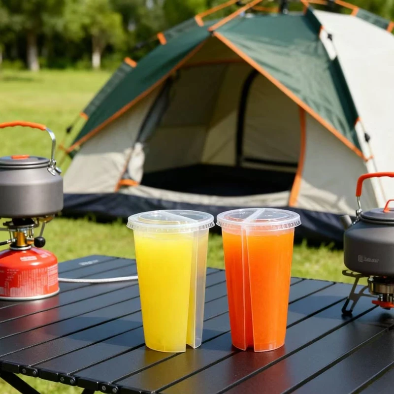 2-in-1 Disposable Plastic Cups - Coffee Tea Boba review and price