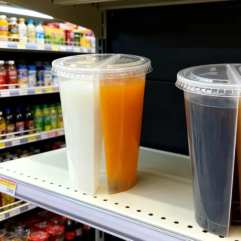 2-in-1 Disposable Plastic Cups - Coffee Tea Boba review and price