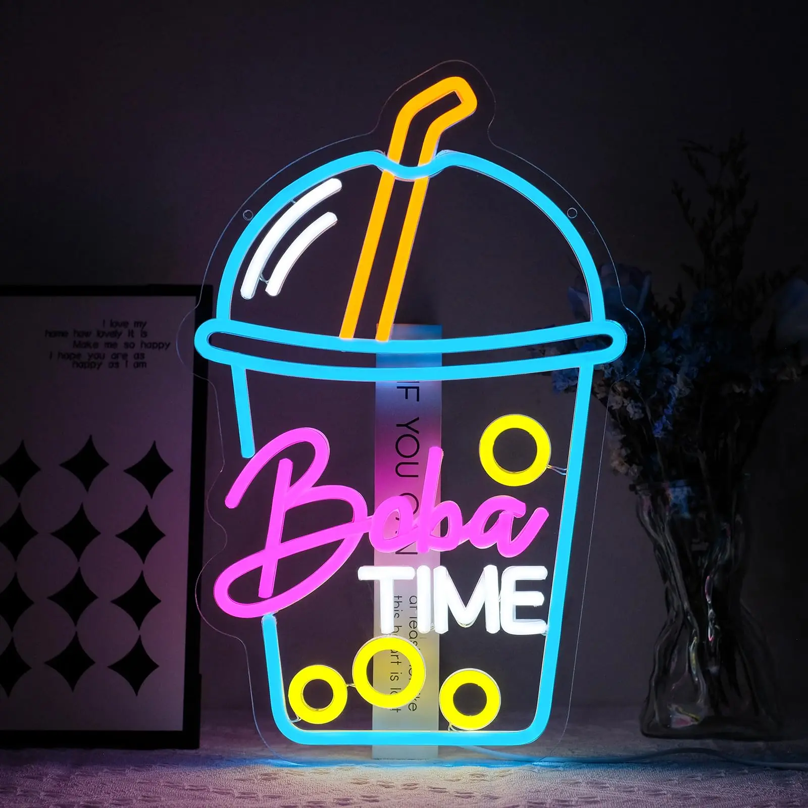 Boba Time Neon Sign for Wall D - Coffee Tea Boba review and price
