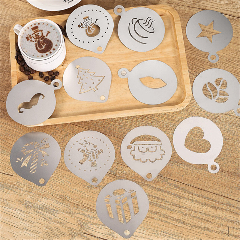 12pcs Stainless Steel Cafe Foa - Coffee Stencil Art review and price