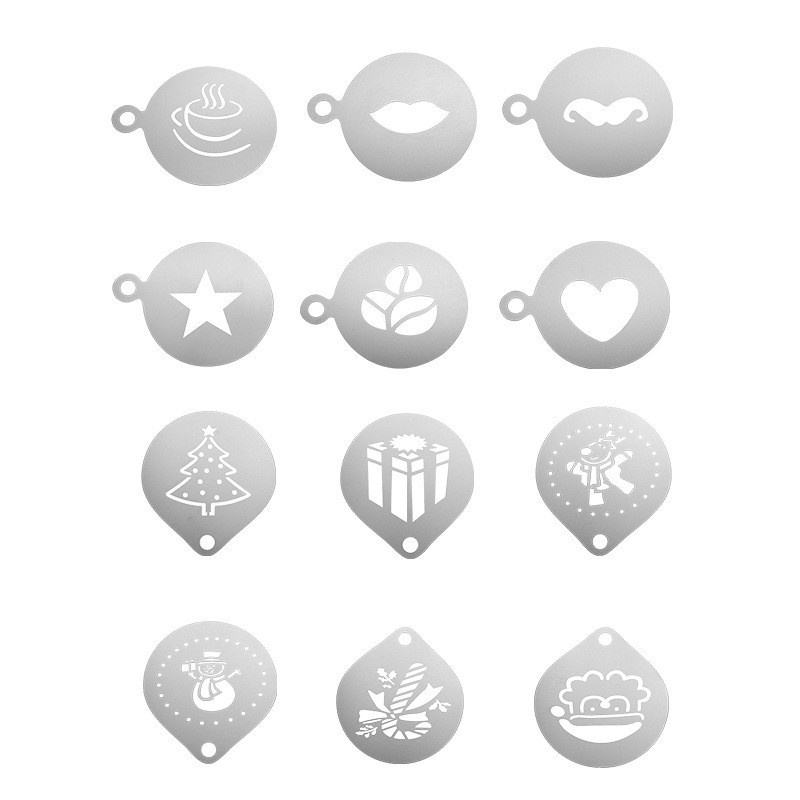 12pcs Stainless Steel Cafe Foa - Coffee Stencil Art review and price