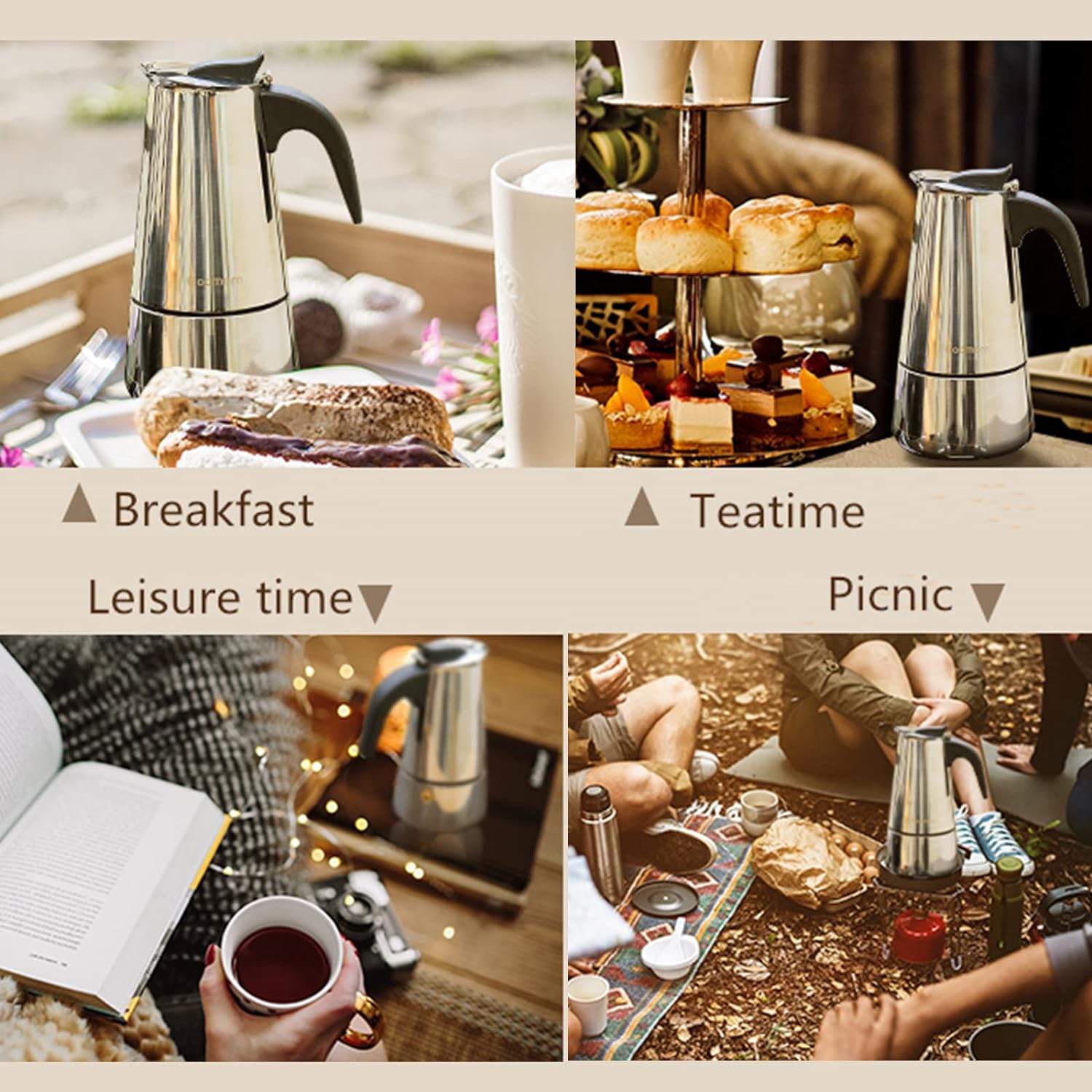 4/6/9 Cups Moka Pot Caffe Mach - Coffee Tea Chocolate review and price