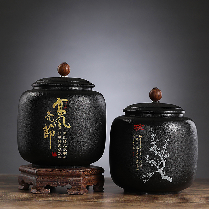 Black Ceramic Sealed tea can G - Coffee Tea Font review and price