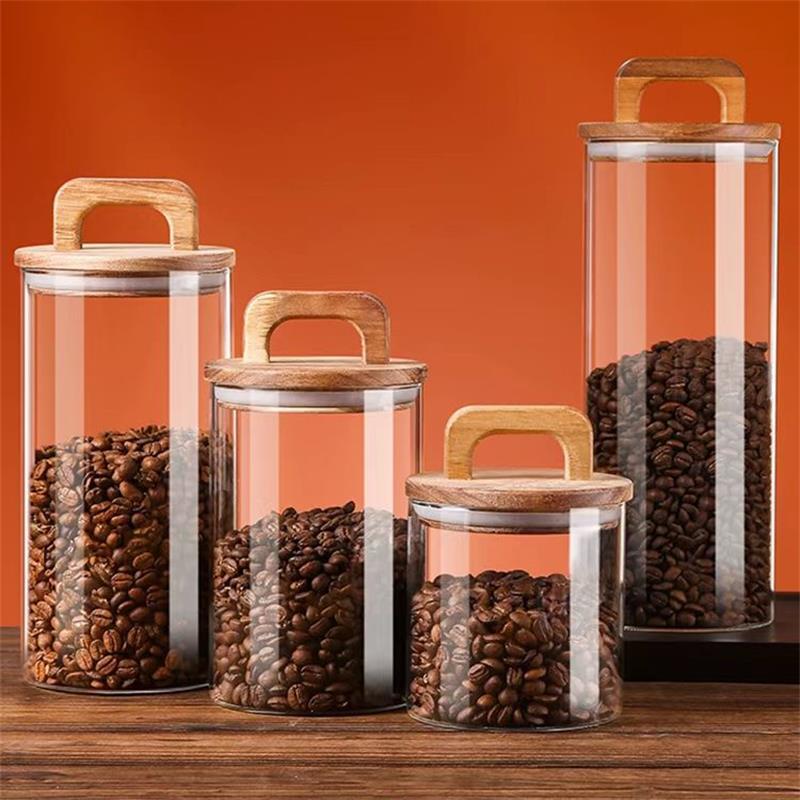Clear Glass Jar with Bamboo Li - Coffee Tea Sugar Canister Set review and price