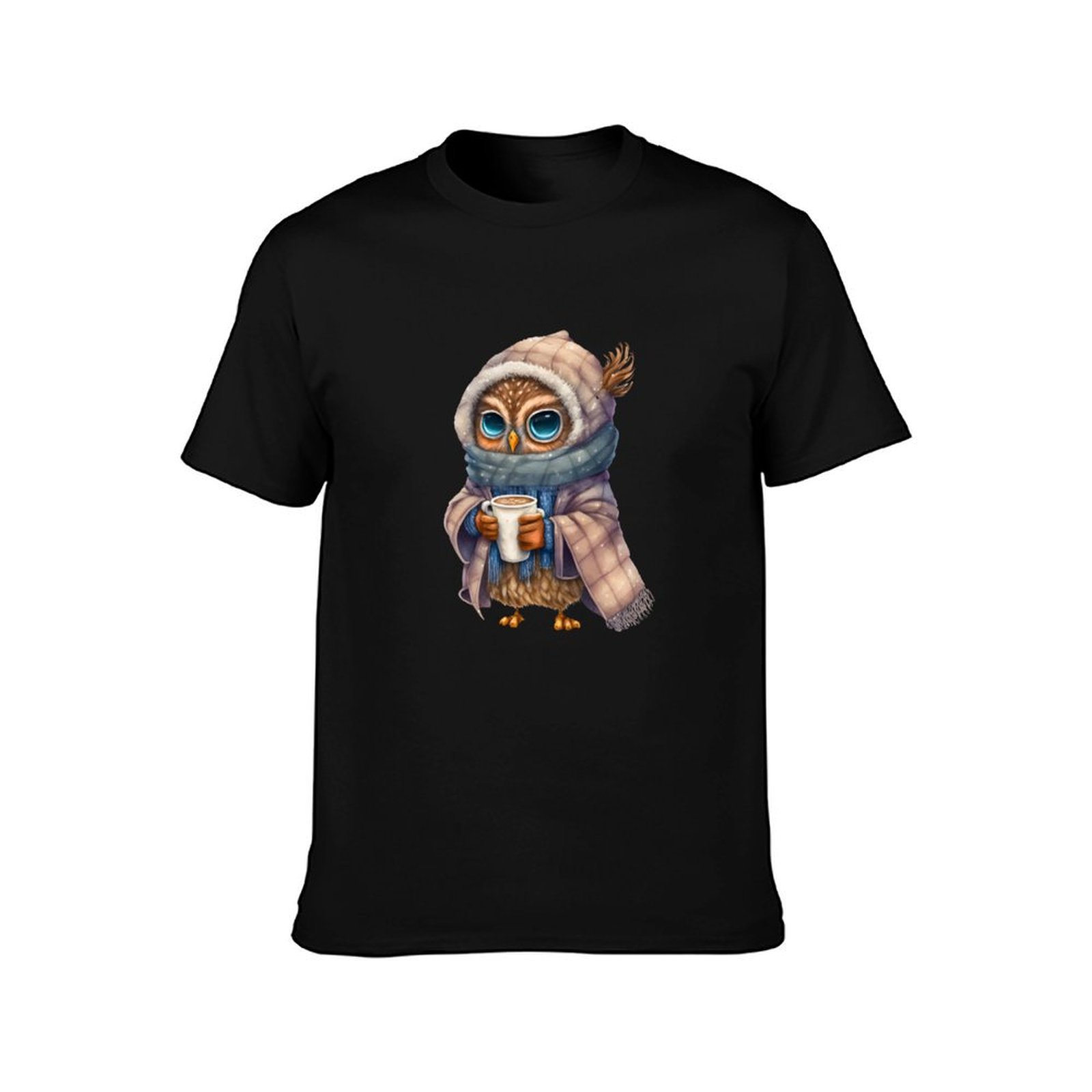 Cute Owl drinking hot coffee o - Coffee Tea Knits review and price