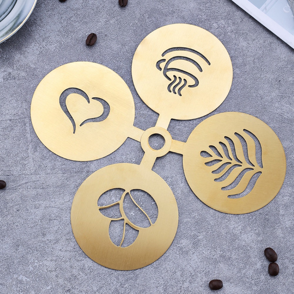 4pcs Stainless Steel Latte Cof - Coffee Stencil Art review and price
