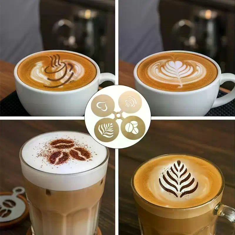 4Pcs/Set Stainless Steel Coffe - Coffee Stencil Art review and price