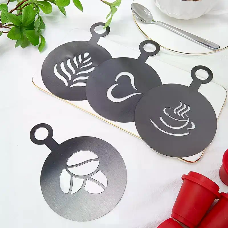 4Pcs/Set Stainless Steel Coffe - Coffee Stencil Art review and price