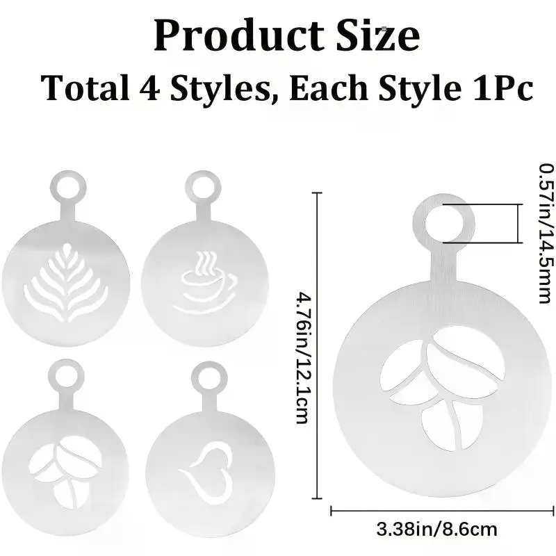 4Pcs/Set Stainless Steel Coffe - Coffee Stencil Art review and price