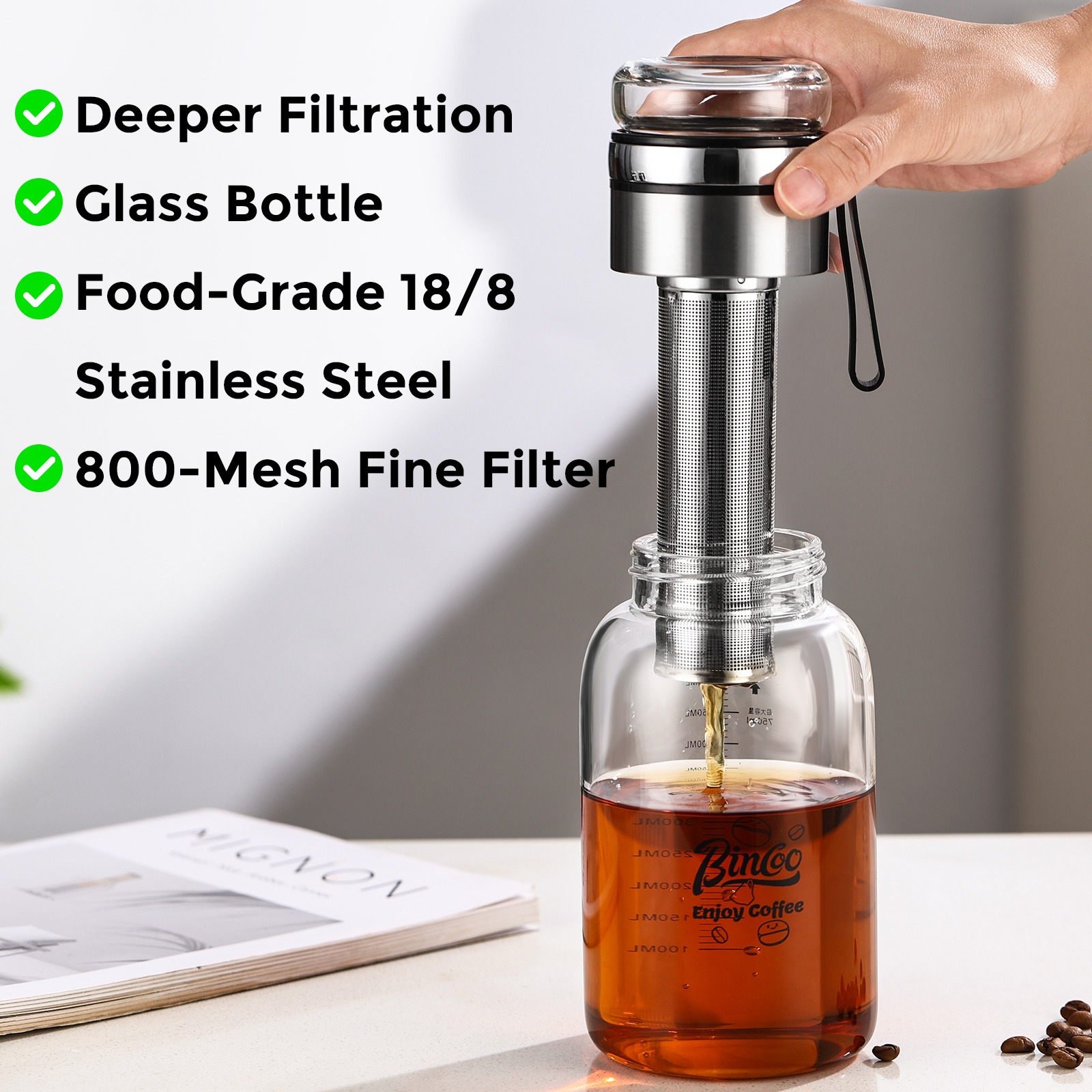 Bincoo Cold Brew Coffee Maker  - Coffee And Tea Glass review and price