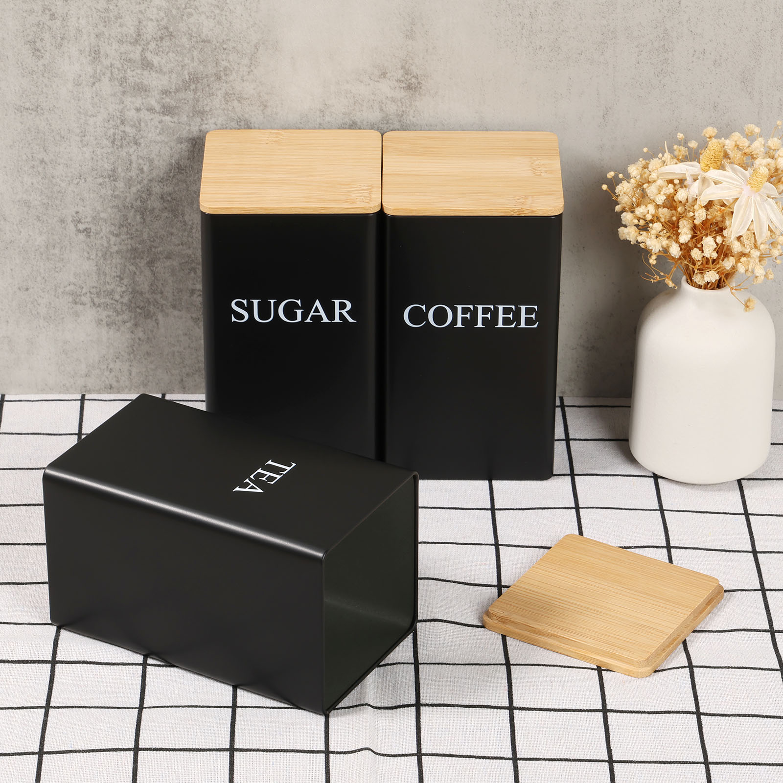 Coffee Bean Storage Jar Metal  - Coffee Tea Sugar Canister Set review and price