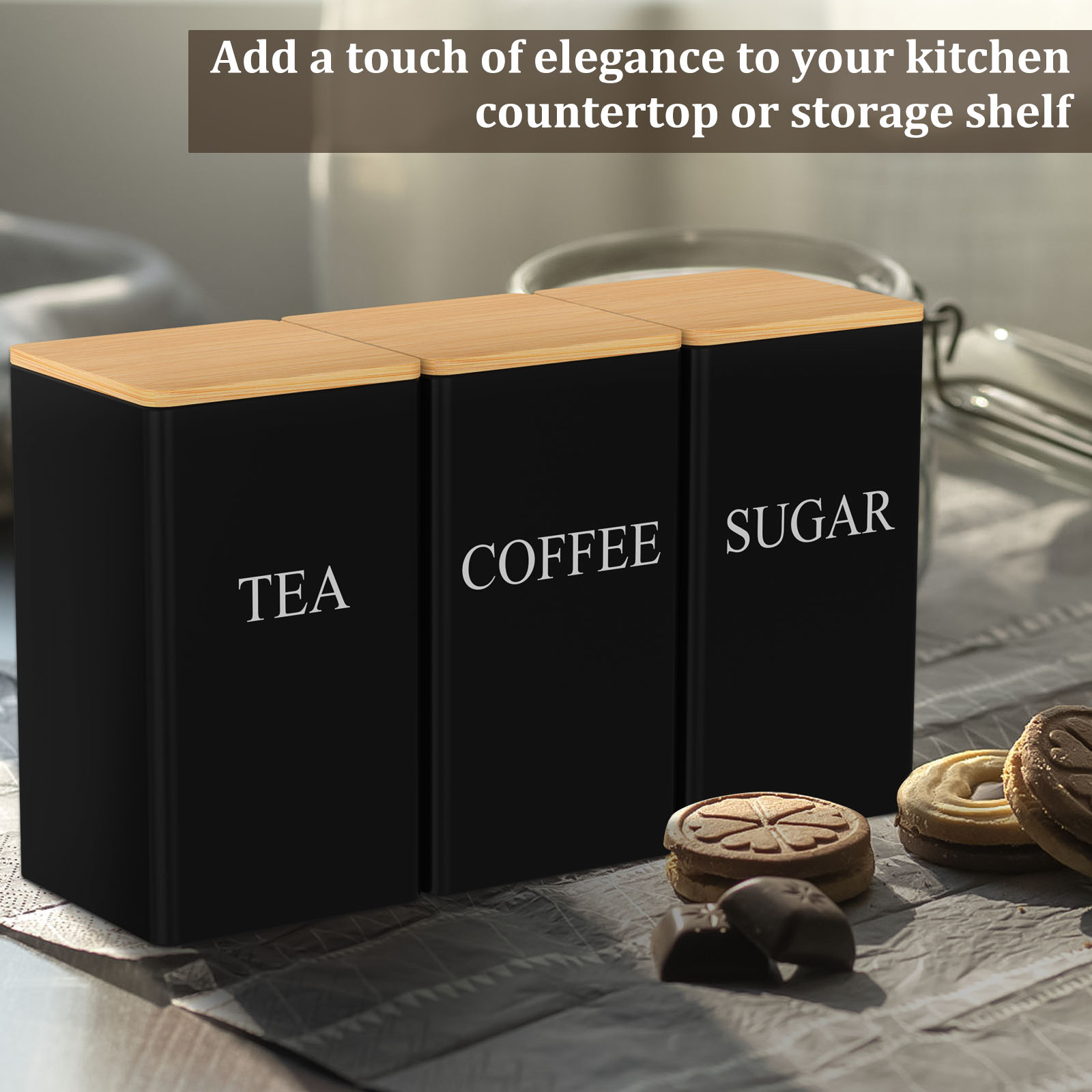 Coffee Bean Storage Jar Metal  - Coffee Tea Sugar Canister Set review and price