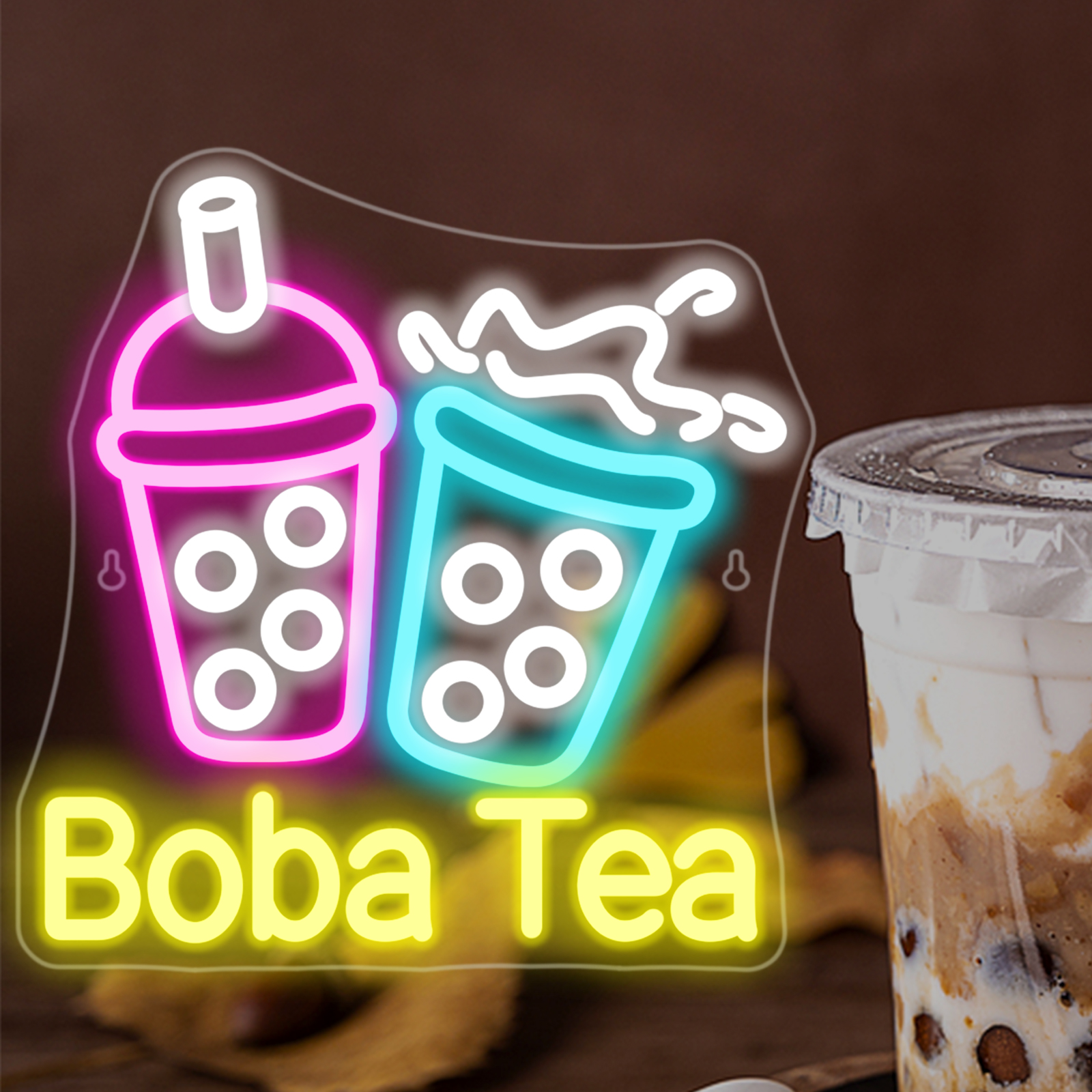Bubble Tea Neon Light Colorful - Coffee Tea Boba review and price